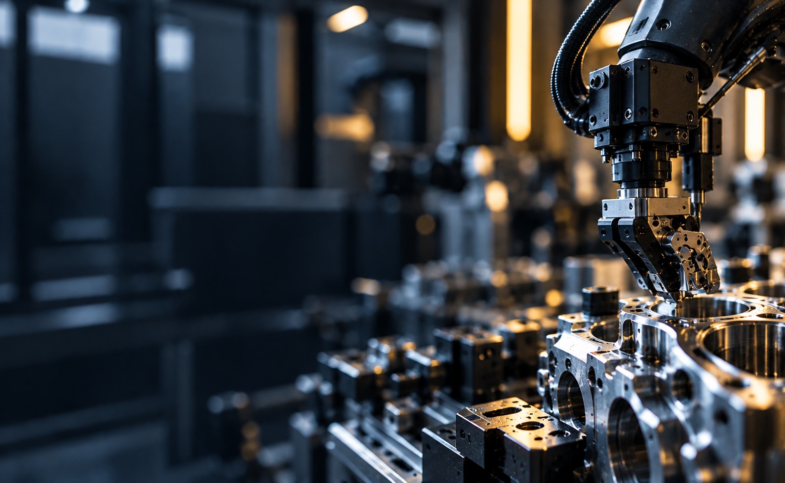 Robotic machining centre finishing precision-machined components on the Astratek shop floor